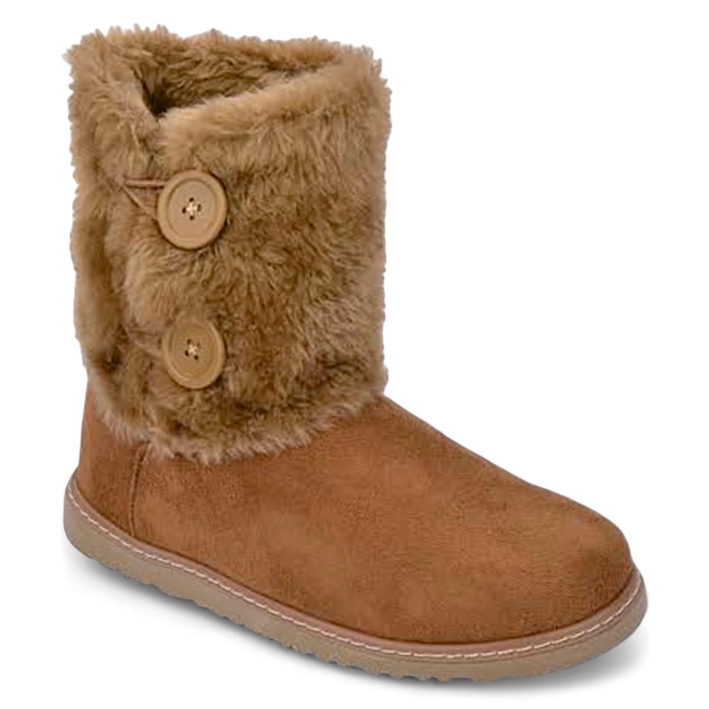 Bota Pelo Cano Curto Botões Polaina Lã 100% Forrada Frio Cano Curto Quente Moda So Pretty Shoes Estilosa Neve