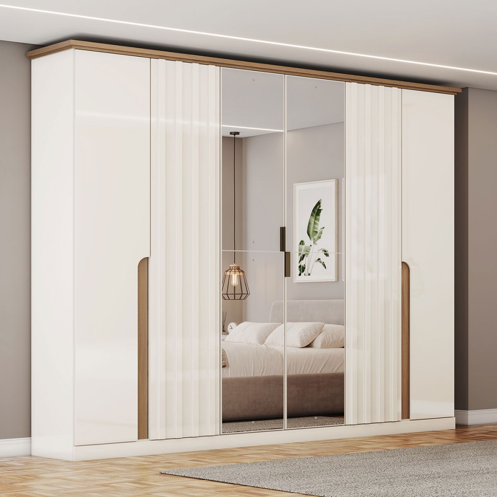 Guarda-Roupa Casal Rio com Espelho 6 Portas 6 Gavetas - Home & Living