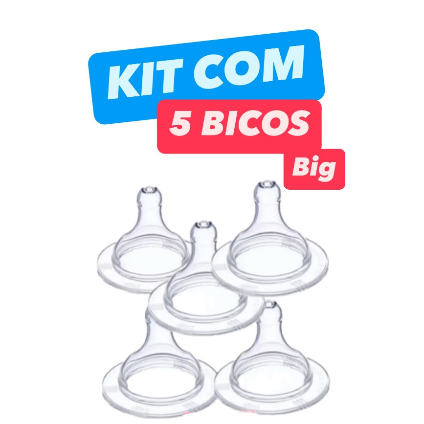 Kit 5 Bicos Big Grande De Silicone Redondo ou Orto em Oferta na Shopee