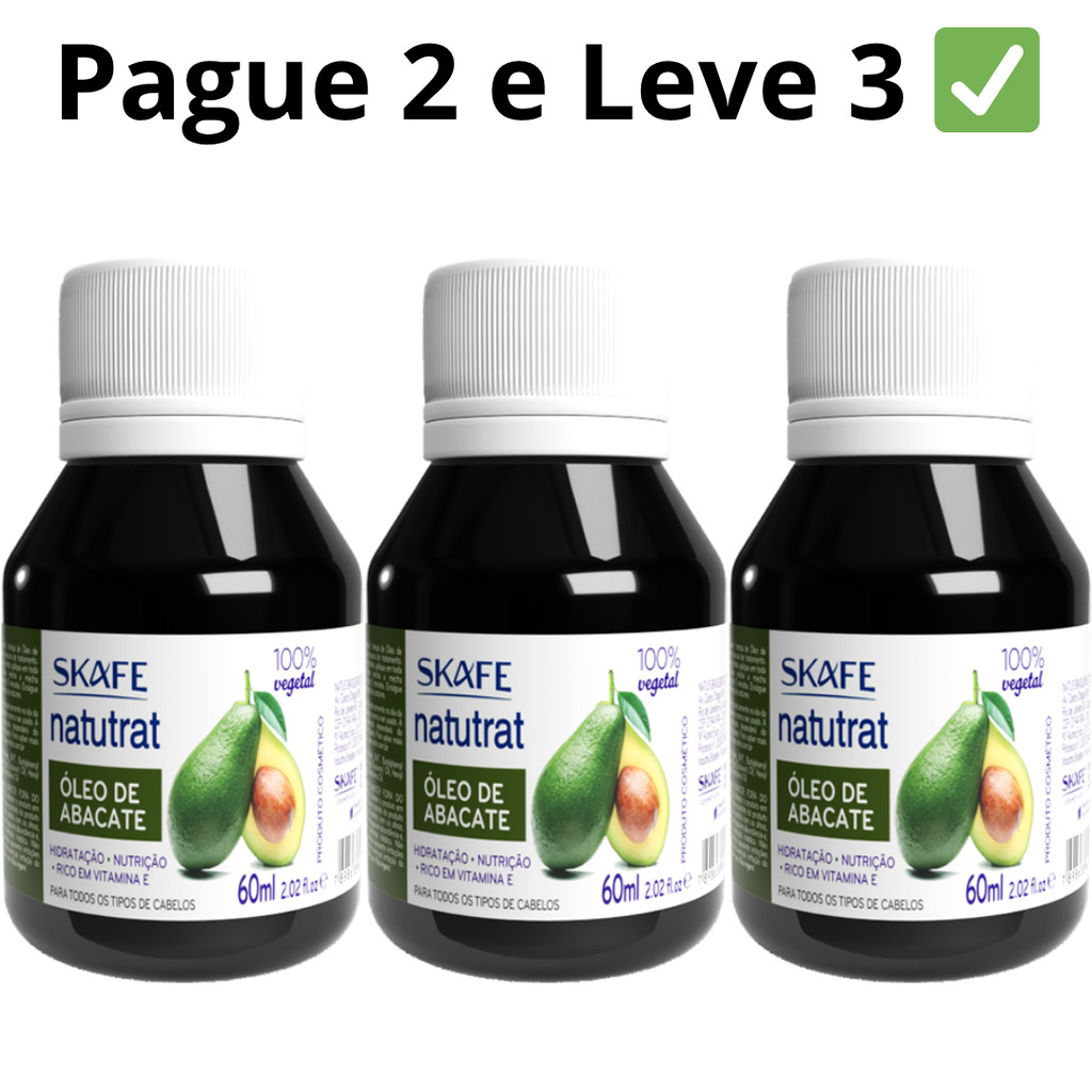 [3 por 2] 3un Óleo Para Cabelo de Abacate Natutrat 60ml