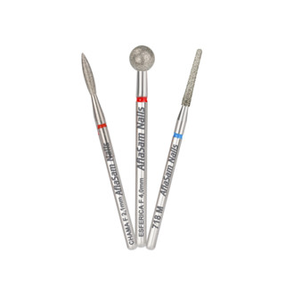 Broca Diamantada 718 + Chama 2,1mm + Esférica 4,0mm Unhas Alongamento em Oferta na Shopee