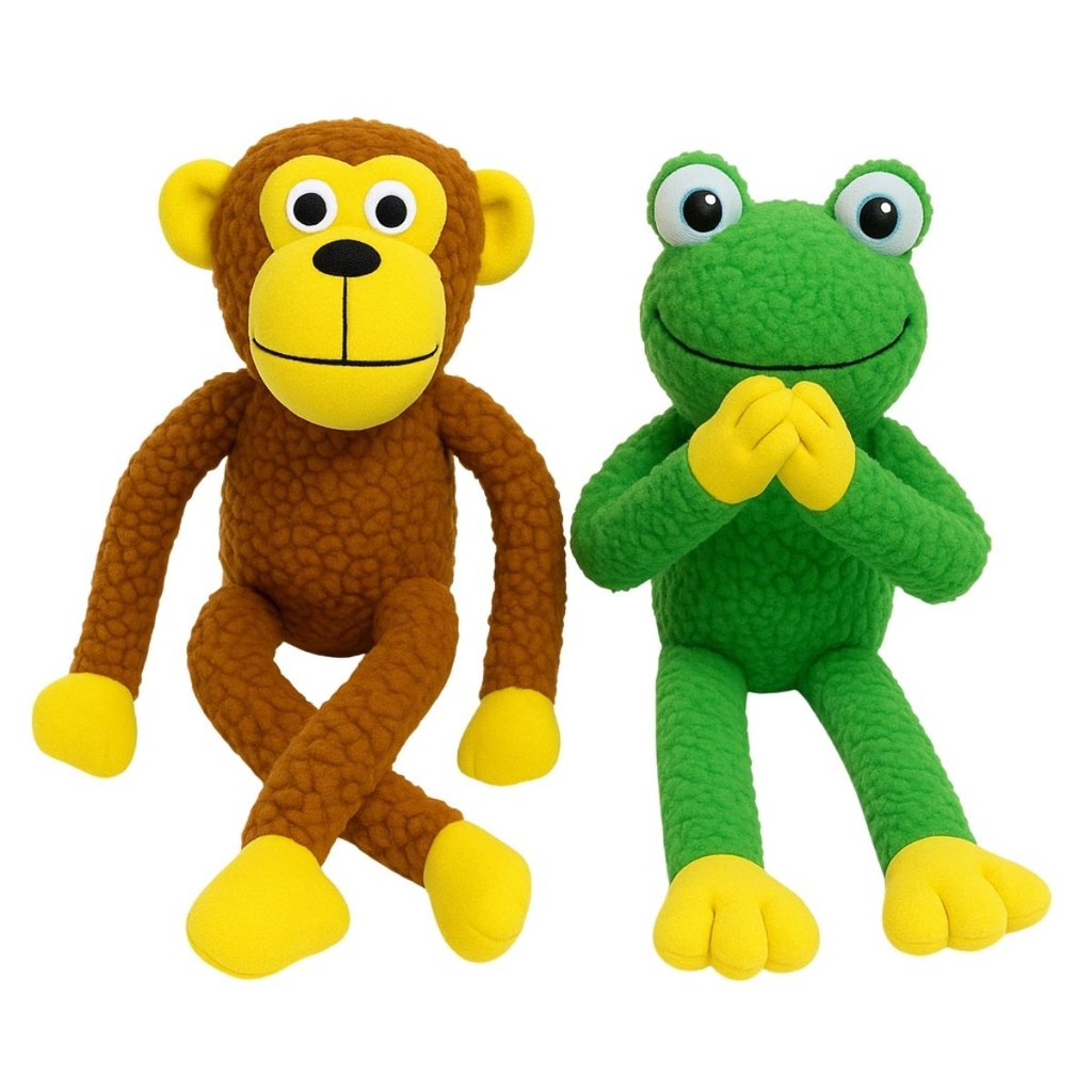 Kit 2 Brinquedo de Cachorro Grande Mordedor Pelúcia Macaco Sapo Pet com Apito Som Bordado Interativo em Oferta na Shopee