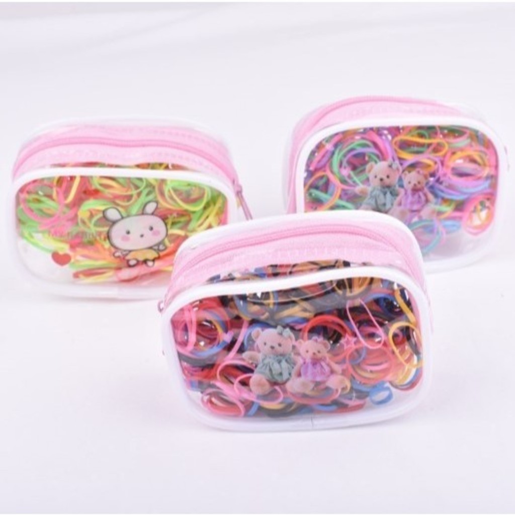 ANA1108 KIT 6*300 Unidades Pacote Colorido Pequeno Elasticos Silicone Grosso De Cabelo Descartáveis Meninas em Oferta na Shopee