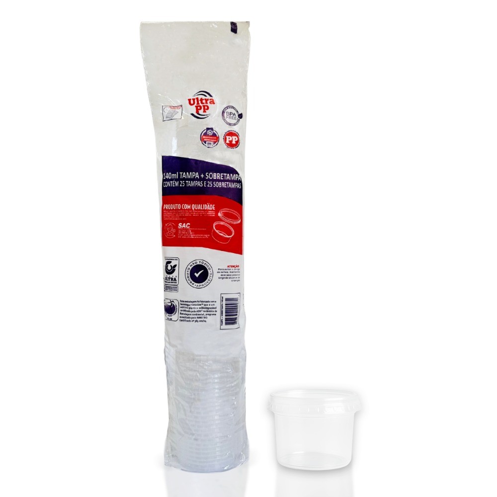 Pote 140ml c/ tampa PP transparente Ultratherm Replast 25 un em Oferta na Shopee