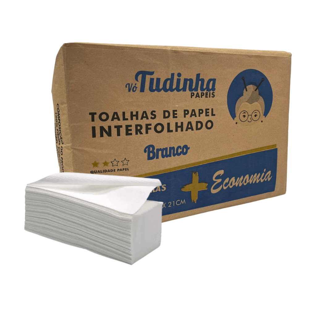 Papel Interfolha Branco Vó Tudinha FS 20x21cm e 2 dobras