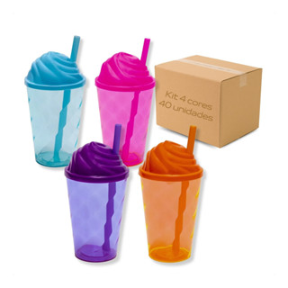 Kit 40 Copos Twister 300 Ml Tampa Chantilly Atacado Varejo Refrigerante Canudo Colorido Festa Evento em Oferta na Shopee