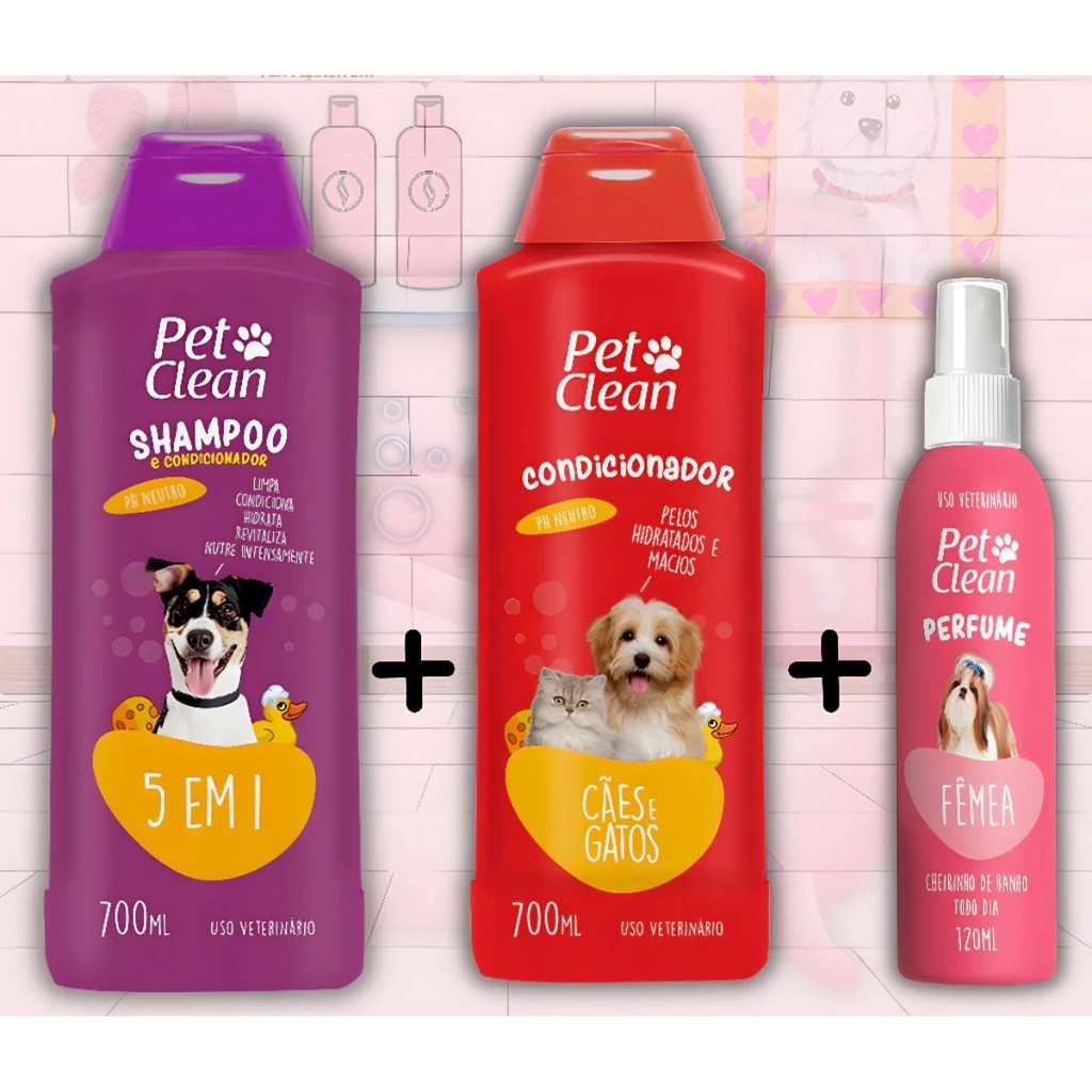 Kit Shampoo 5 em 1 + Condicionador + Colônia Fêmea 120ml