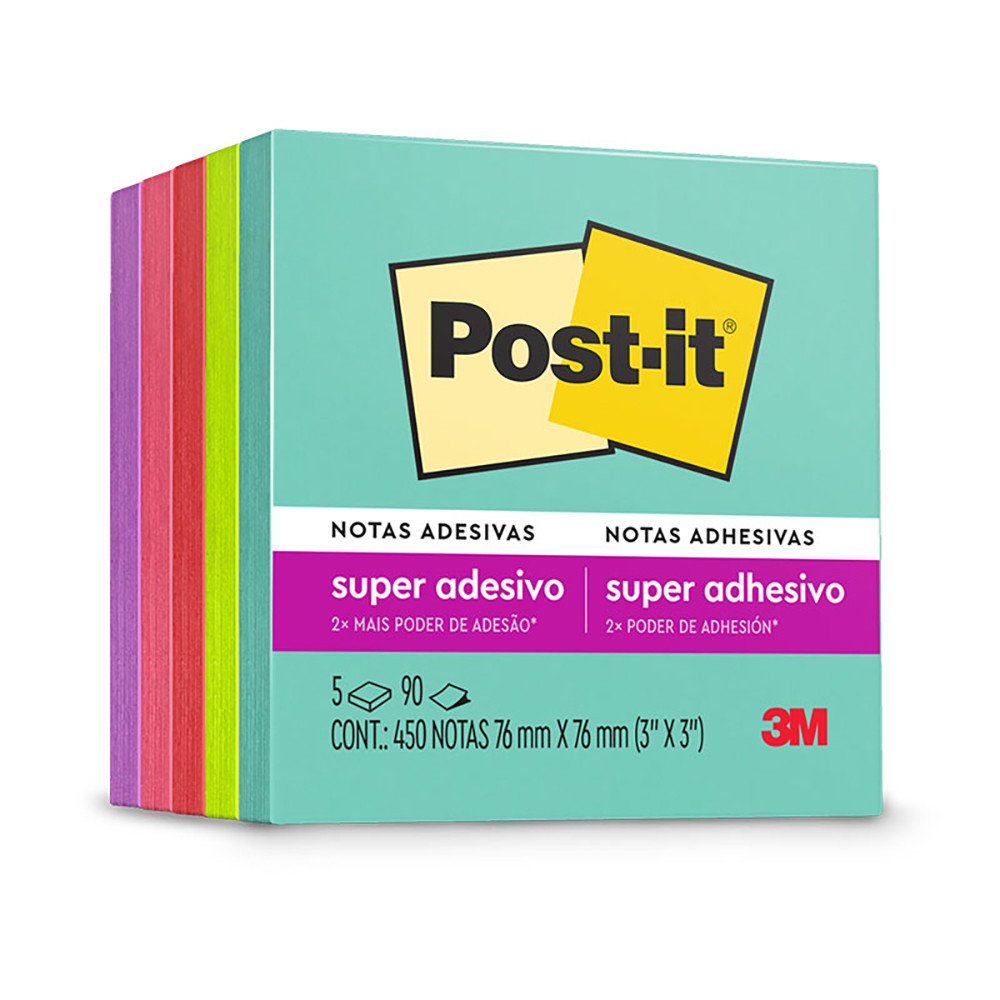 Bloco de notas super adesivas Post-it coleção Supernova 5 blocos de 76x76mm 450 folhas 3M