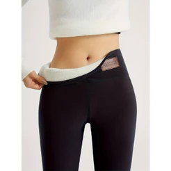 Leggings térmicas femininas de cintura alta - Calças grossas de inverno com elasticidade para uso casual e ao ar livre