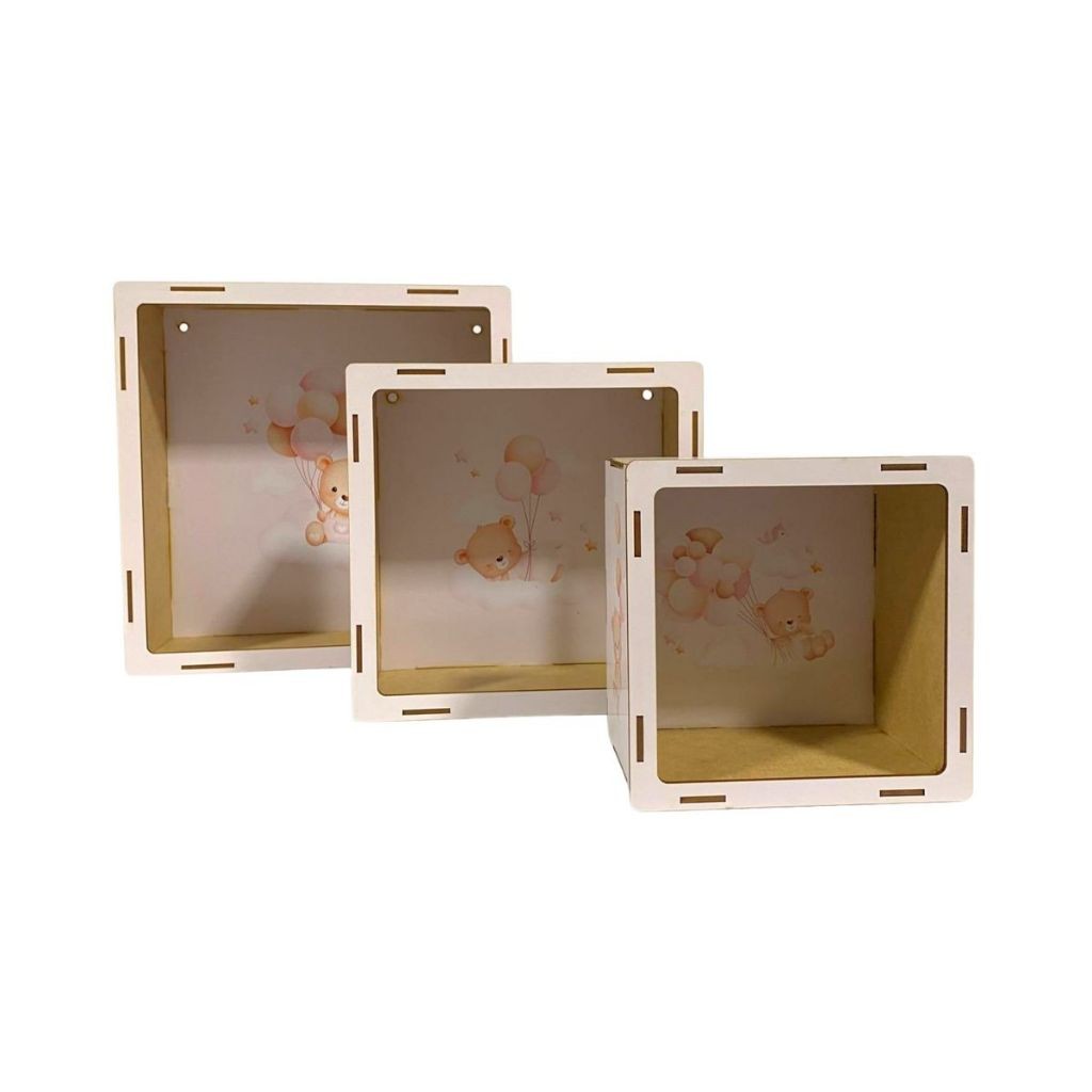 Kit 3 Nichos Quadrado Organizador Decoração Quarto Bebê P, M, G em Oferta na Shopee