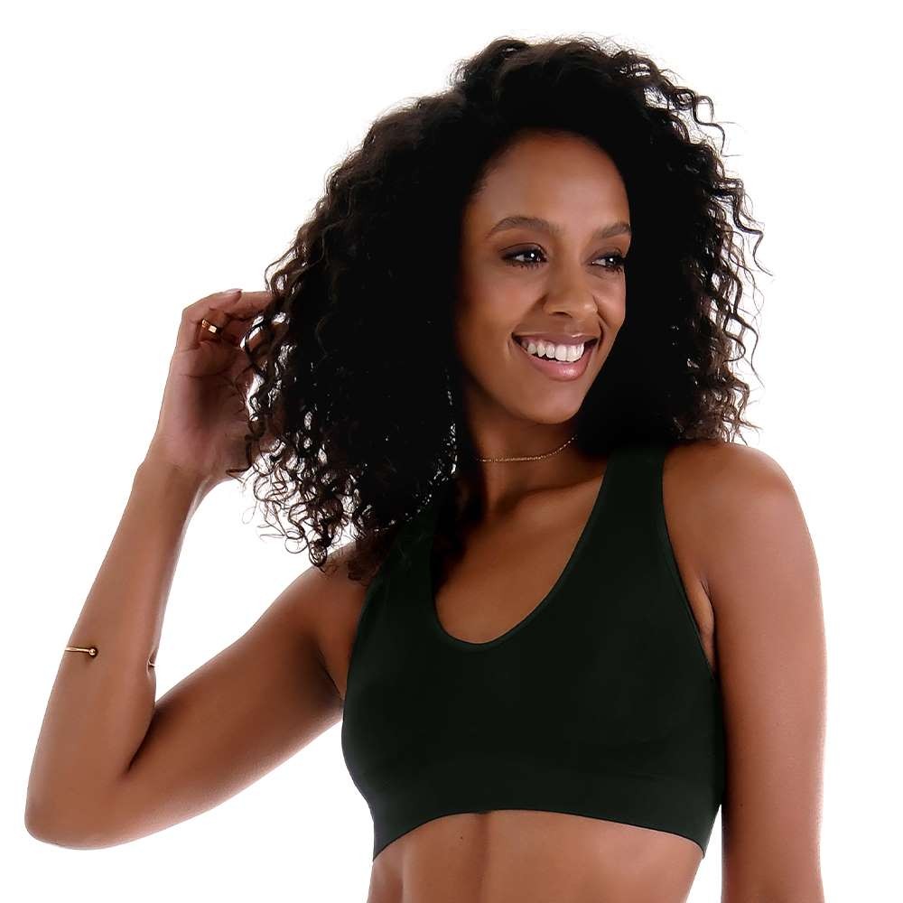 Sutiã Top Nadador Alça Larga com Bojo Removível sem Costura Preto Zee Rucci em Oferta na Shopee