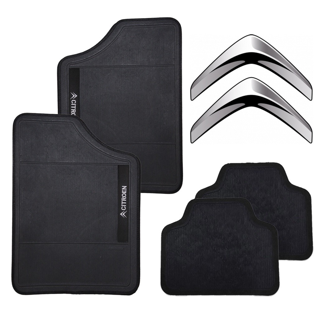 Kit 4 Tapetes Citroën Personalizados Bordados Borracha 4mm Antiderrapante Impermeável C3 C4 Cactus Aircross em Oferta na Shopee