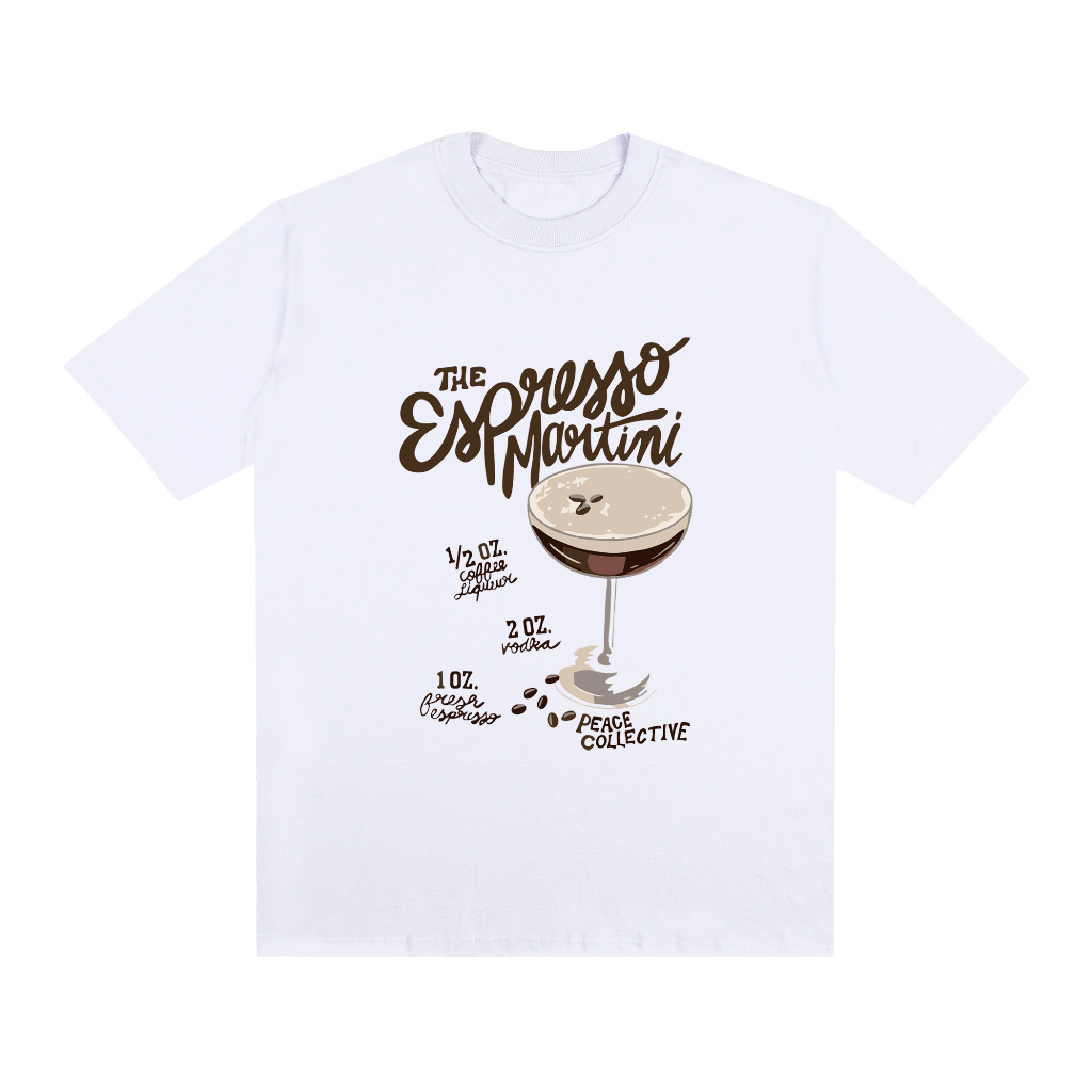 [Camiseta Premium em Algodão Puro]SISI Camiseta Oversized Feminina Moderna Blusa 100% Algodão Espresso Martini Envio