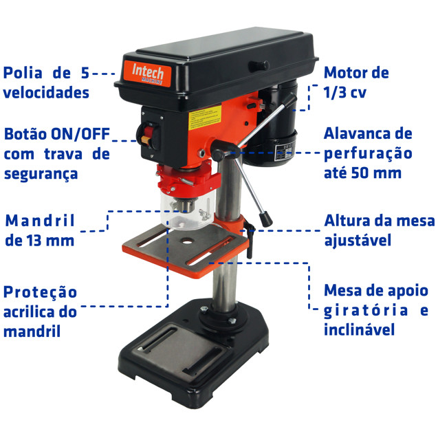 Furadeira de Bancada DB13 127v Intech Machine em Oferta na Shopee