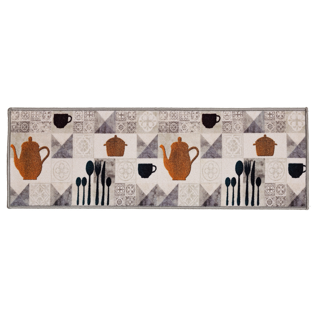 Tapete Passadeira Clean Bule Bege Cinza 40x120cm Poliamida Antiderrapante Decorativa Cozinha Edantex em Oferta na Shopee