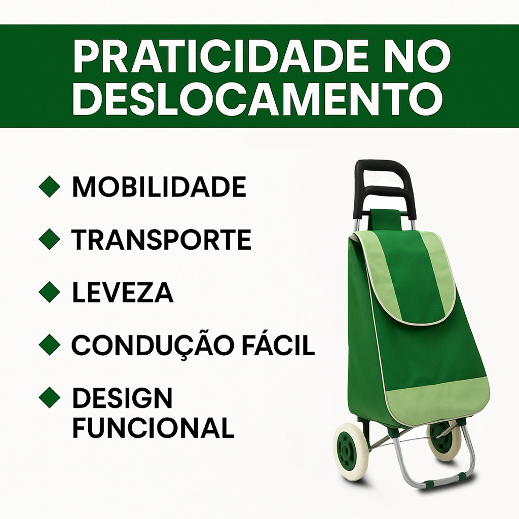 Carrinho De Mão Dobrável Multiuso Compras Feira Com Rodas Suporta ate 30 KG