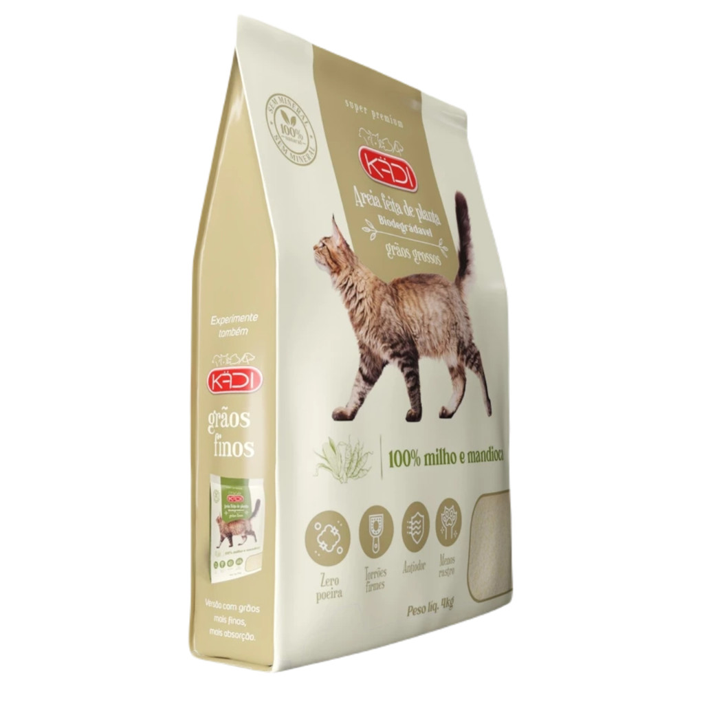Detalhes do Kit com 3 Areias Higiênicas para Gatos Grãos Mistos Kadi 4kg