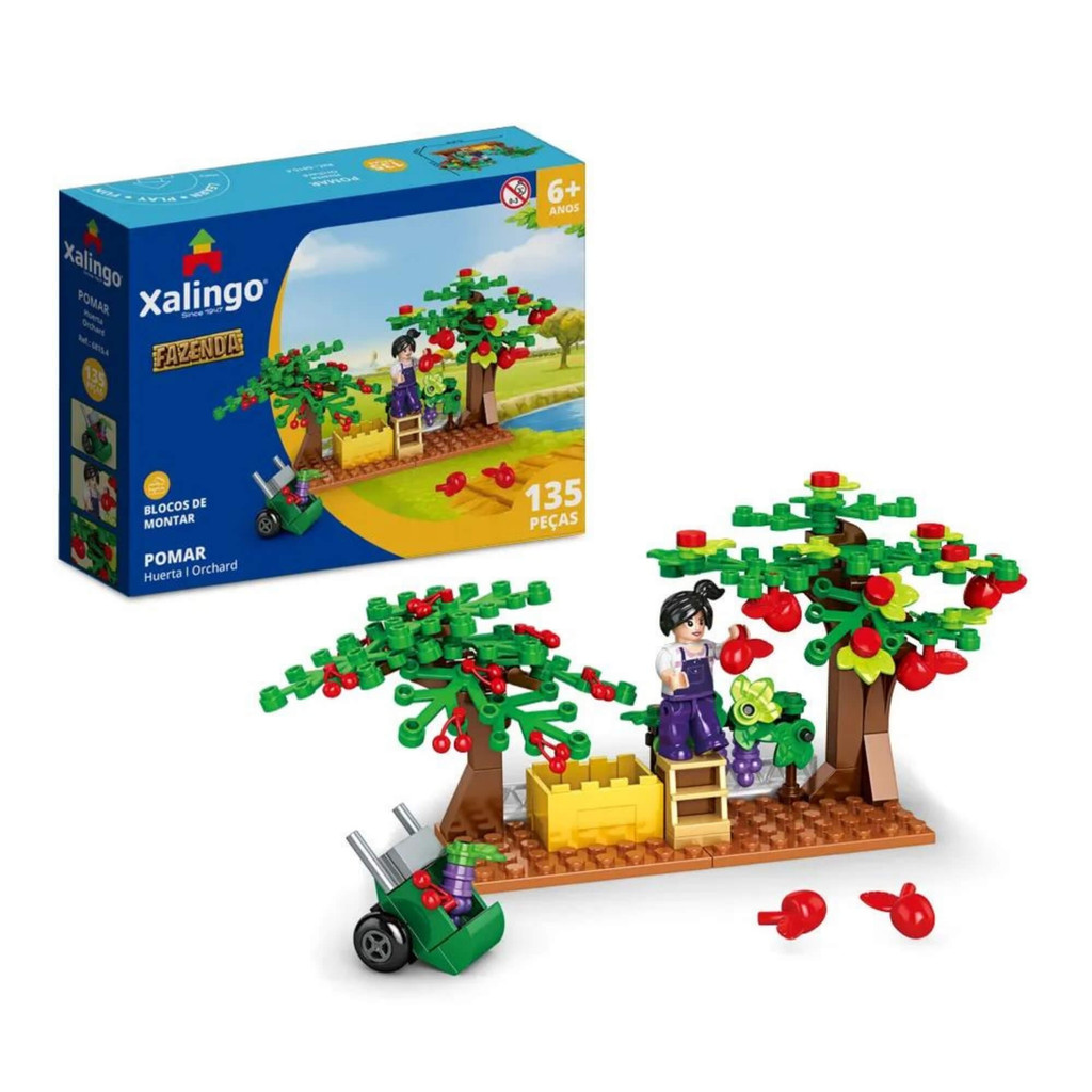 Brinquedo Infantil Bloco de Montar Fazenda Pomar 135 Peças Xalingo - 68154 em Oferta na Shopee