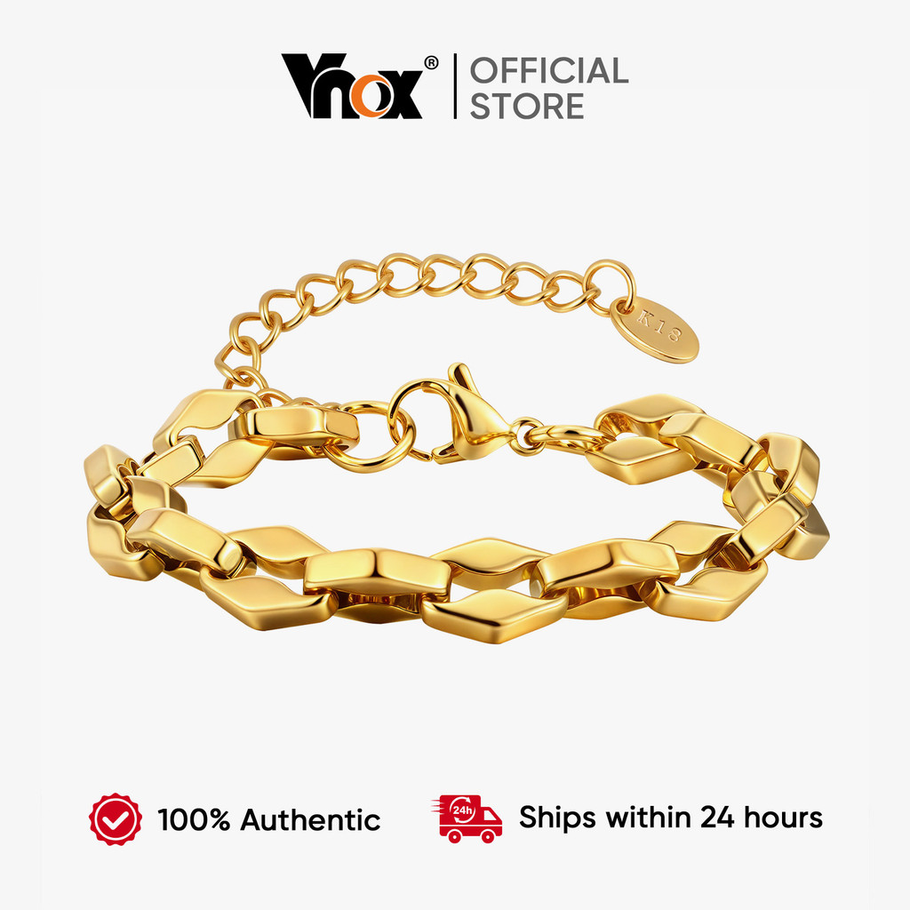 Pulseira De Corrente Labial De Aço Inoxidável Vnox Para Mulheres E Homens , Joias Simples À Prova D'água Ajustáveis Meni em Oferta na Shopee