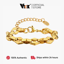 Pulseira De Corrente Labial De Aço Inoxidável Vnox Para Mulheres E Homens , Joias Simples À Prova D'água Ajustáveis Meni