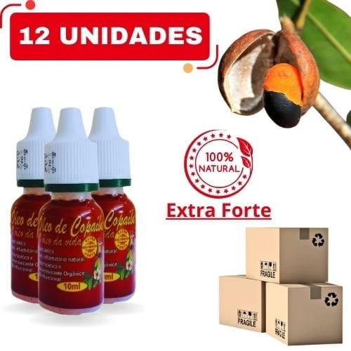 kit com 12 unidades óleo de copaíba desintoxicador natural 10 ml