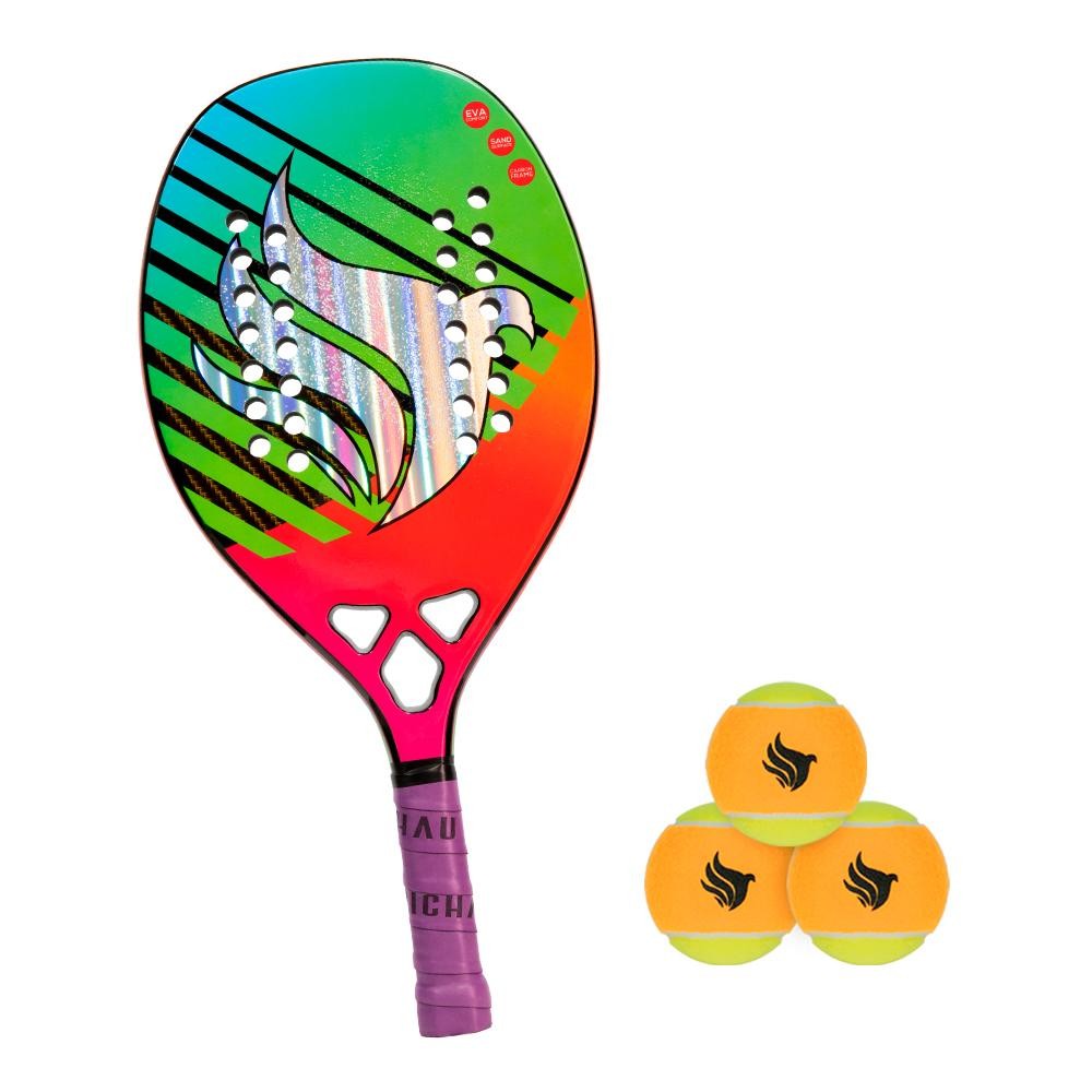 Kit Raquete De Beach Tennis Pichau Sunrise California Face 18k Carbon + Kit Bolas de Beach Tennis Pichau, Com 3 Unidades em Oferta na Shopee