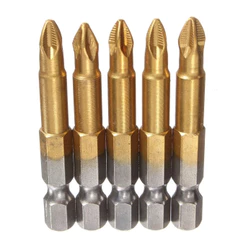 5 Pontas Bit Philips Titânio PH2 Parafusadeira Imantado Aço Kit Jogo De Ponteiras Chave Bits Impacto