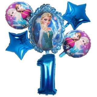 Kit c/5/6 balões metalizado Frozen espelho mede 50 cm/redondo/estrela mede 45 cm/número mede 40 cm em Oferta na Shopee