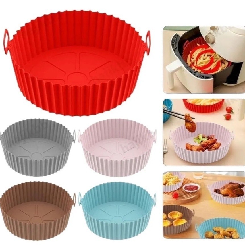 Forma De Silicone Para Air Fryer Forno e Microondas Fritadeira Assadeira Reutilizável Antiaderente Flexível