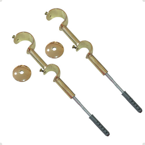 Kit 2 Unid Suporte Varão Comum Duplo Parede 19/28mm Dourado