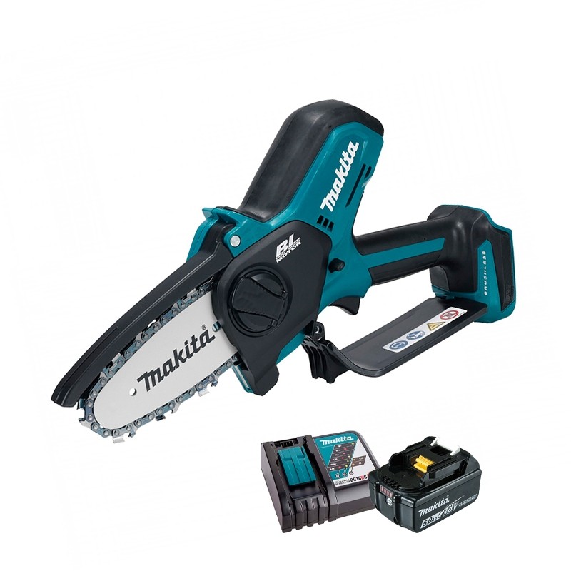 Cortador de Galhos a Bateria 4" 18V Makita DUC101Z01 + 1Bateria 18V 5Ah BL1850B + Carregador DC18RC Bivolt
