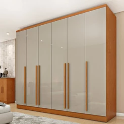 Guarda-Roupa Casal 6 Portas 8 Gavetas Puxador MDF 270cm Portugal Espresso Móveis