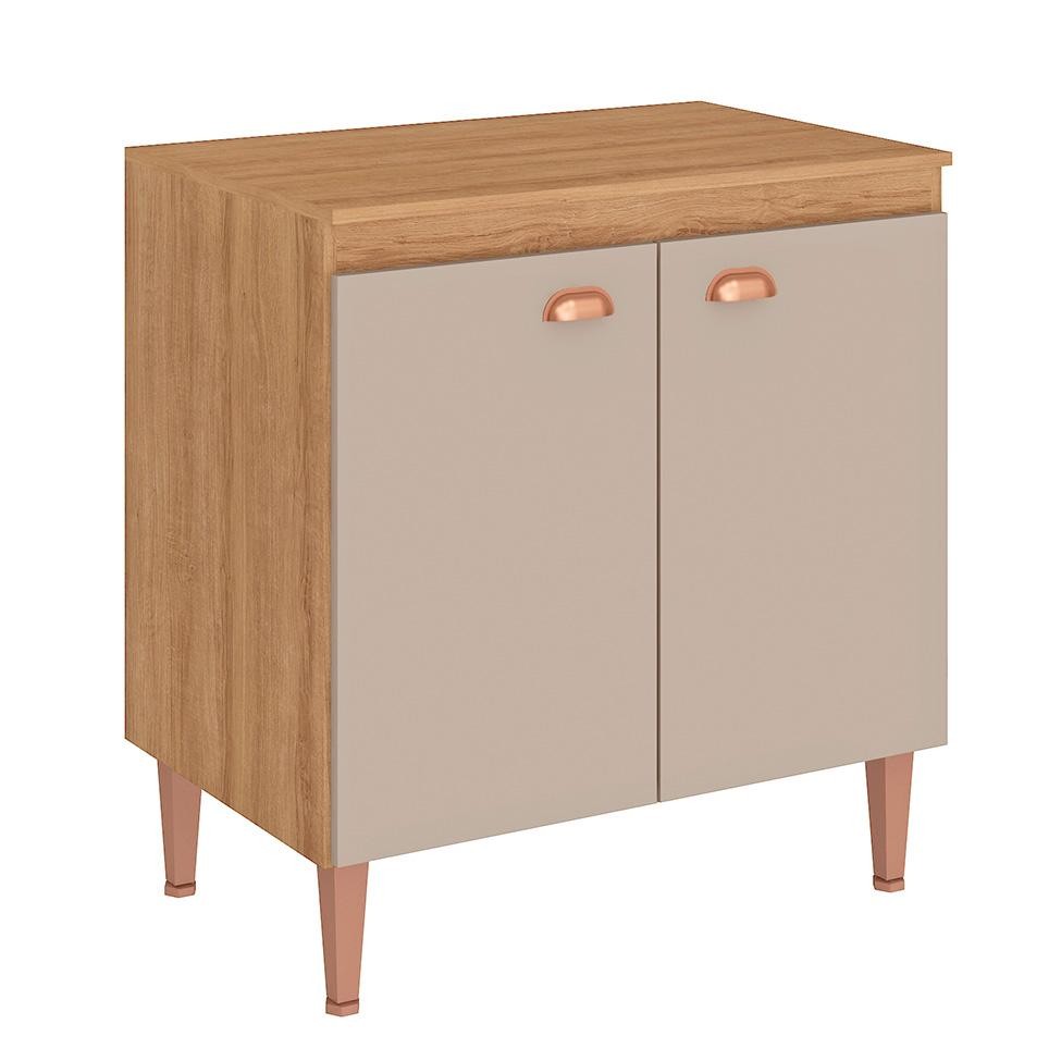 Balcão de Cozinha com Tampo Marti 2 PT Mel e Fendi em Oferta na Shopee