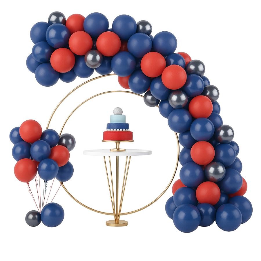 Kit 125 Balões Balão Arco para Decoração de Festa Vermelho Azul e Preto Aniversário Evento