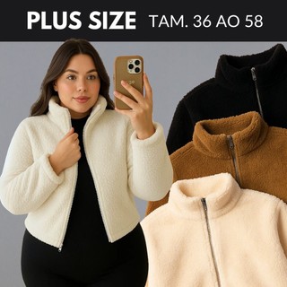Casaco Teddy Feminino Plus Size Casaco De Frio Feminino Casaco De Pelinho Casaco Gola Alta