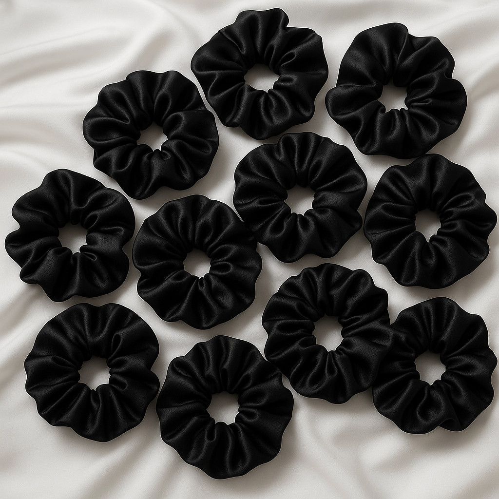 Kit com 5 Xuxinhas Anti Frizz COR Preta Scrunchie