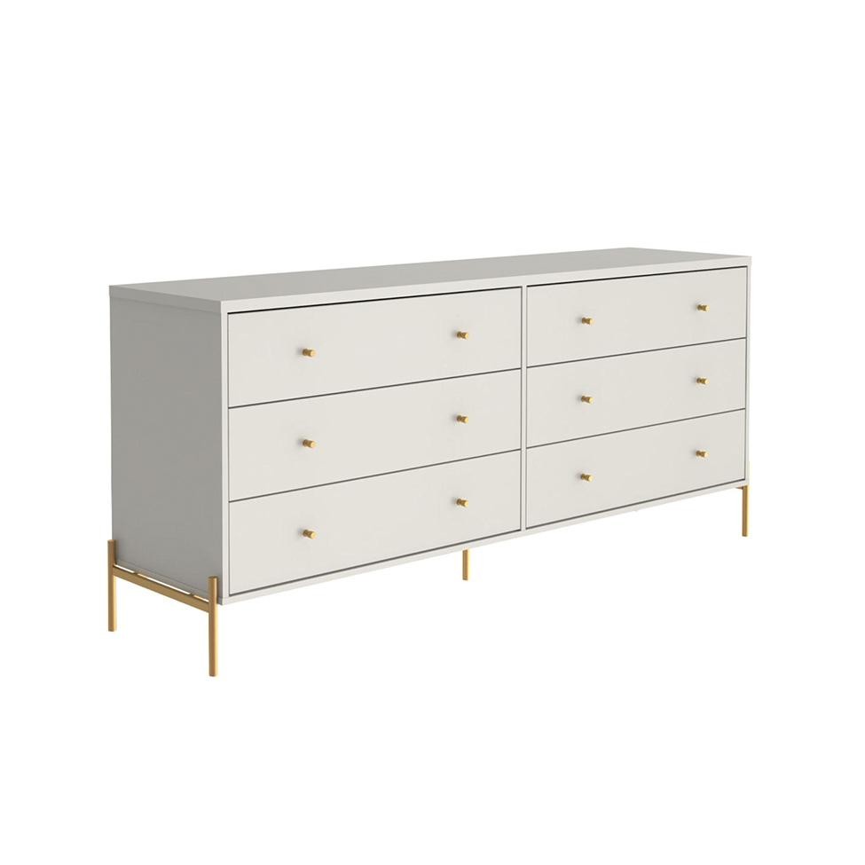 Cômoda Jasper 6 Gavetas Off White e Dourada em Oferta na Shopee