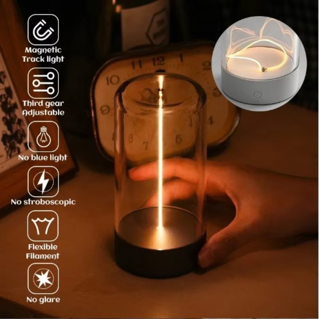 Lâmpada Magnética Com Luz de Led Recarregável Interativa Moderna Sem fio Noturna Criativa.