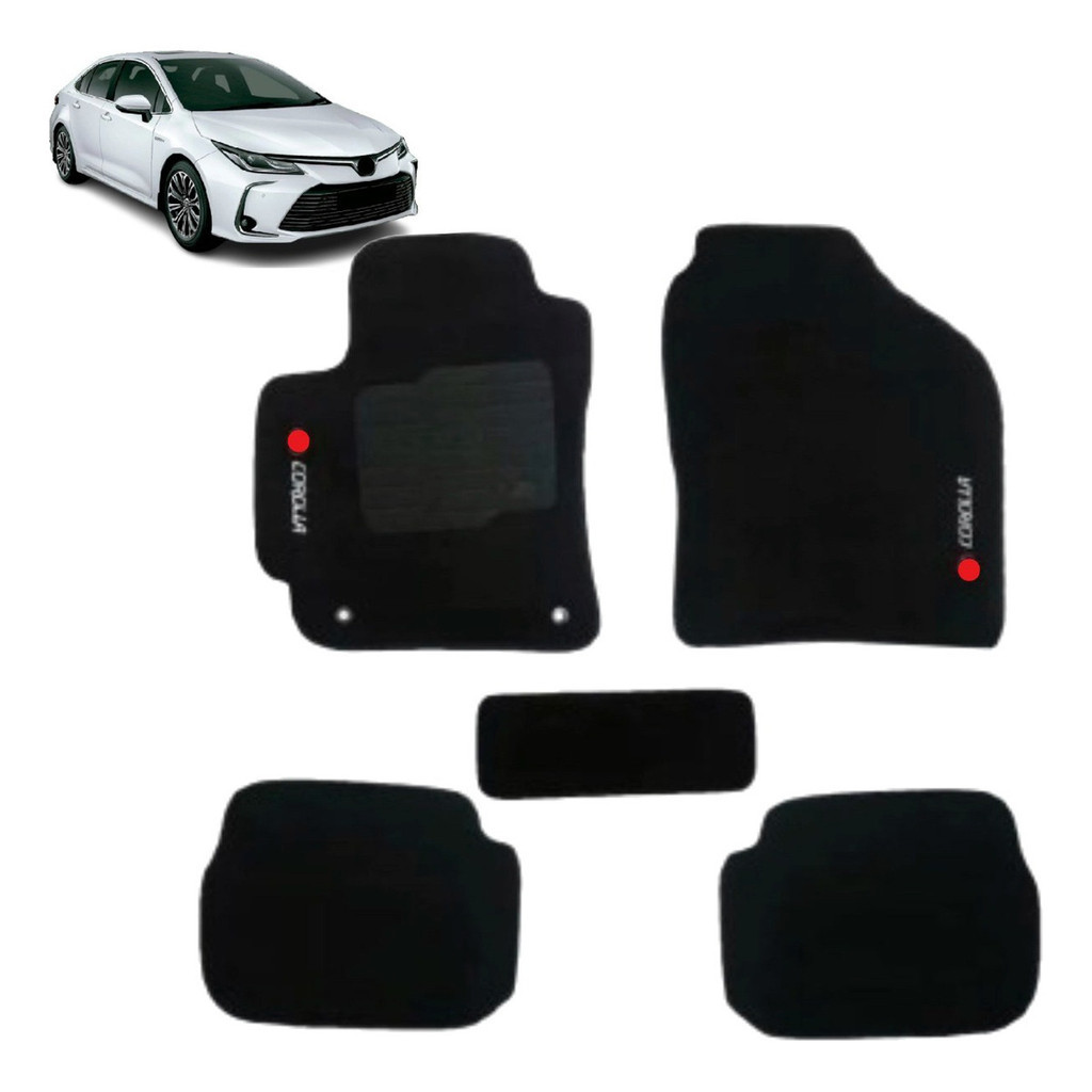 Kit de tapetes 5 peças específico Corolla 2020 21 22 2023 Carpete Preto