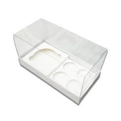 30 Caixas Cupcake Branco com 4 Brigadeiros (17x9x8cm) Assk