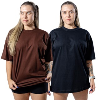 Kit 2Camisetas Oversized Femininas Moda Fitness e Casual com Toque Premium em Oferta na Shopee