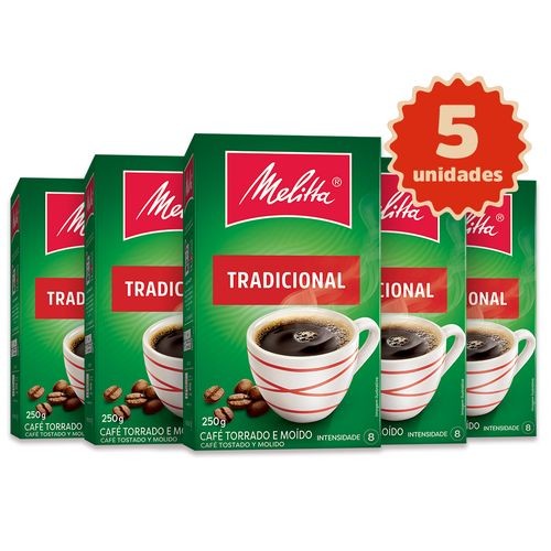 Kit 5 Cafés Melitta® Tradicional Vácuo 250g - Food & Beverages