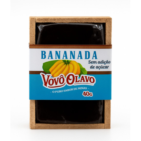 Bananada Zero Açúcar Vovô Olavo – 40g | Caixinha de Madeira para Presente