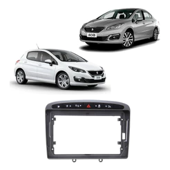 MOLDURA 2 DIN PEUGEOT 308 E 408 2012 A 2020 9 POL GRAFITE EXPEX EPX9PG006
