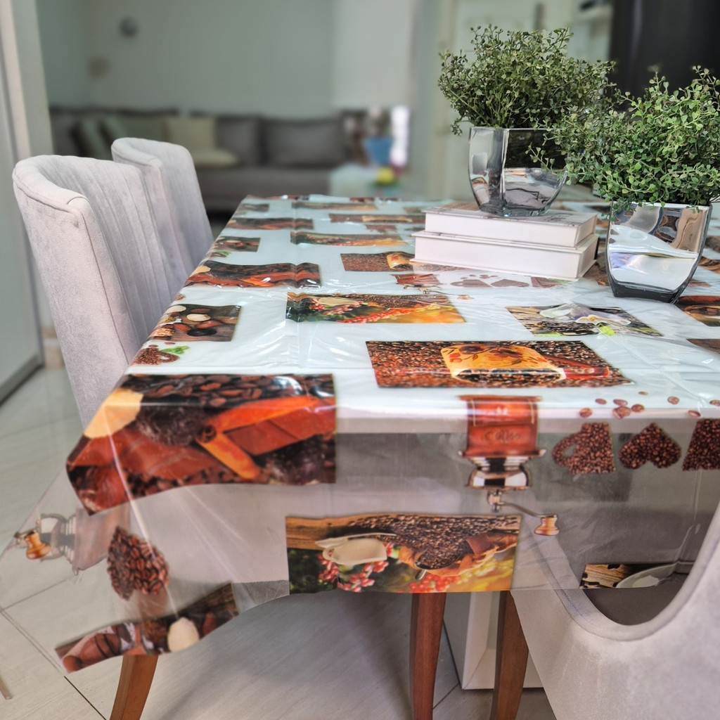 Toalha de Mesa Plástica PVC Transparente 1,40x1,40 Retangular para Cozinha