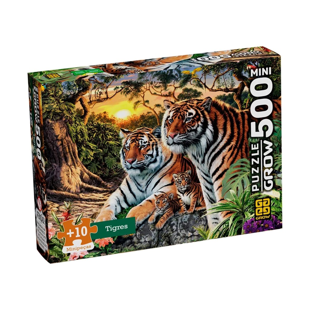 Mini Quebra-cabeça 500 peças Tigres Grow - 04603 em Oferta na Shopee
