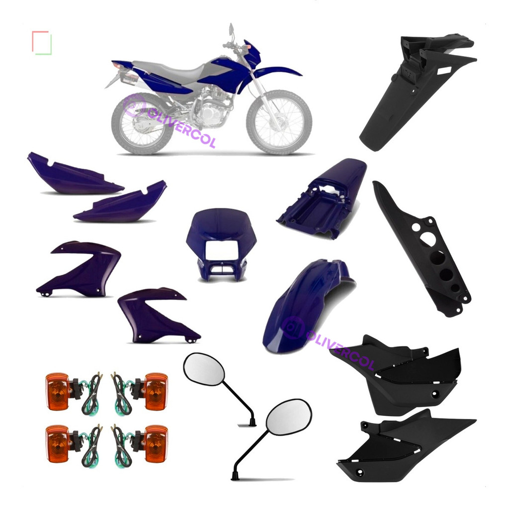 Kit Carenagem Bros Azul Penedo 2003 2004 Tampa Paralama Rabeta Suporte Placa Pisca Retrovisor