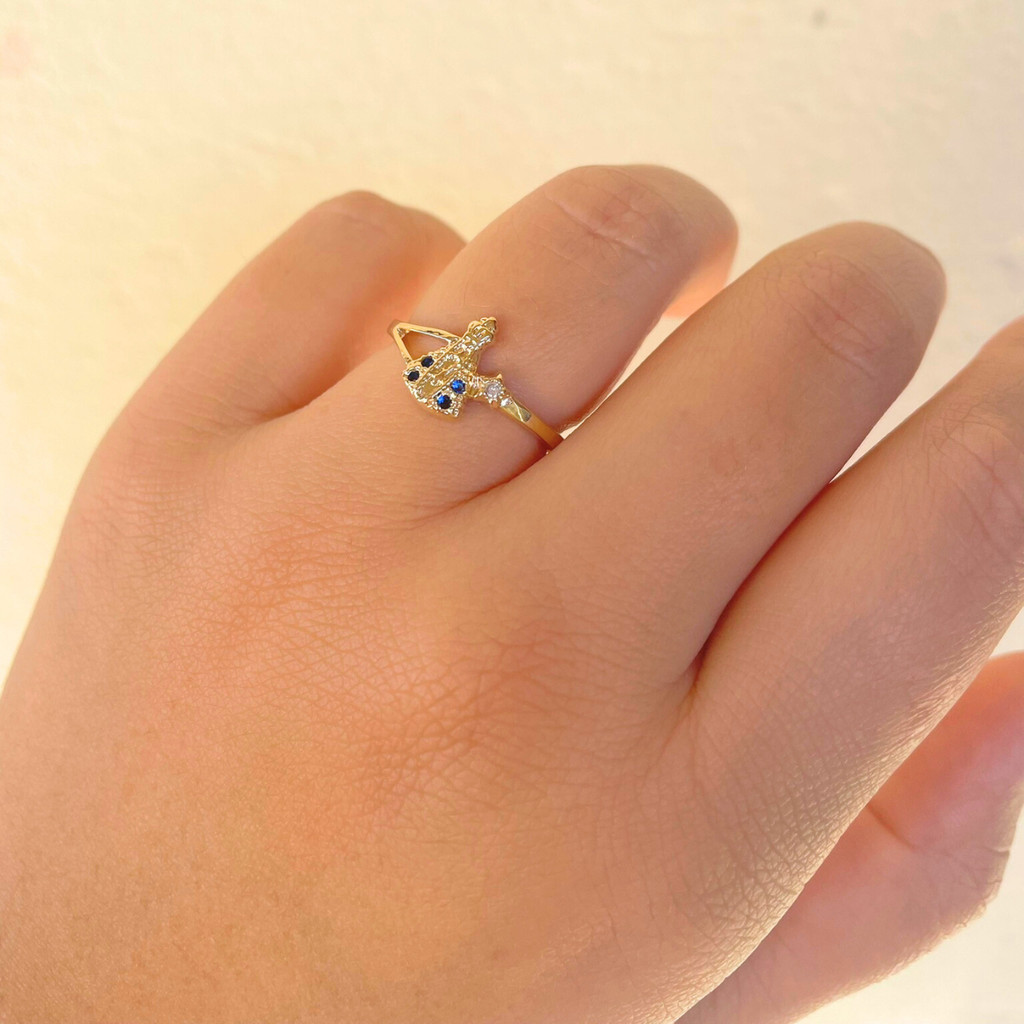 Detalhes do Anel Nossa Senhora Ponto De Luz Cravejado Banhado A Ouro 18k