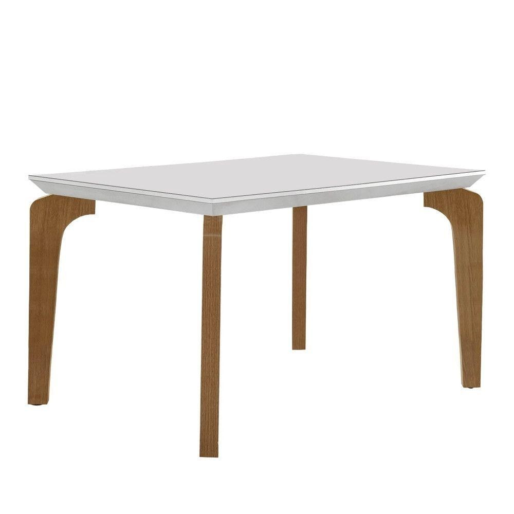 Mesa Para Sala De Jantar Liz 120cm Em Mdf E Vidro Off White/ Imbuia/ Serig. Off em Oferta na Shopee