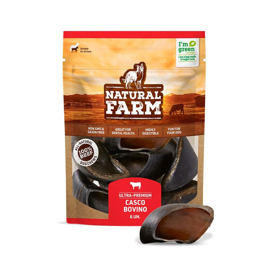 PETISCO PET NATURAL CASCO BOVINO MORDEDOR NATURAL PARA CÃES PACOTE COM  6 Un NATURAL FARM